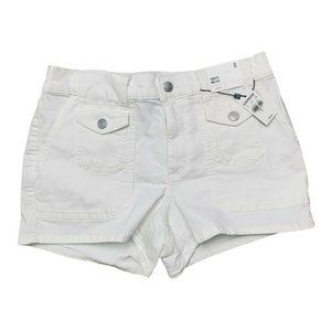 Express Womens Mid Rise Shortie White Stretch Zipp